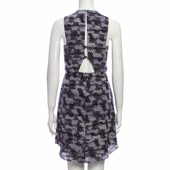 Rebecca Taylor Silk A-Line DressGreyFloral Print - Picture 2 of 3